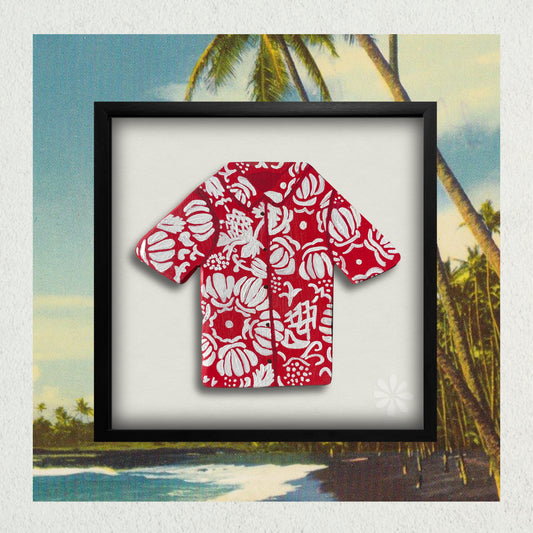 Little, Wooden, Hawaiian Shirts - The Duke - 12x12 Shadow Box