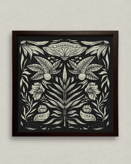 Palm Garden 12x12 Framed Print - Night