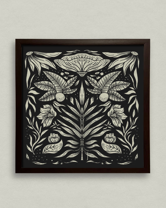 Palm Garden 12x12 Framed Print - Night